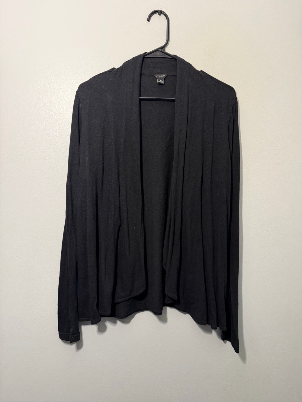 Ann Taylor Black Lightweight Drape-Front Cardigan